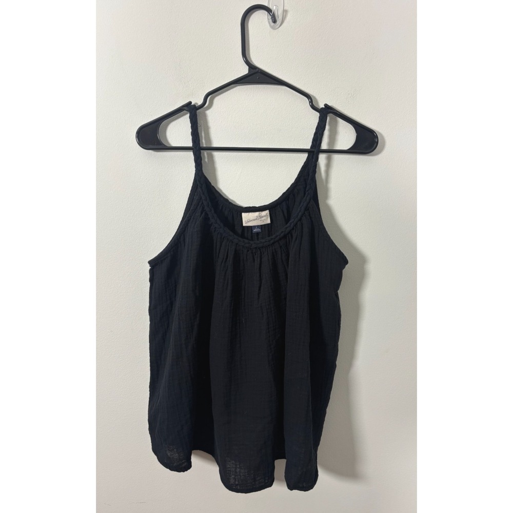 Universal Thread Women's Large Black  Cotton Tank Top Braided Straps